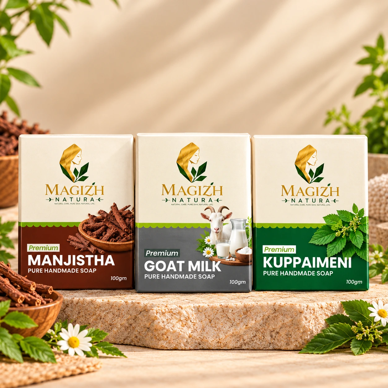 Manjistha + Goat Milk + Kuppaimeni Soap Combo